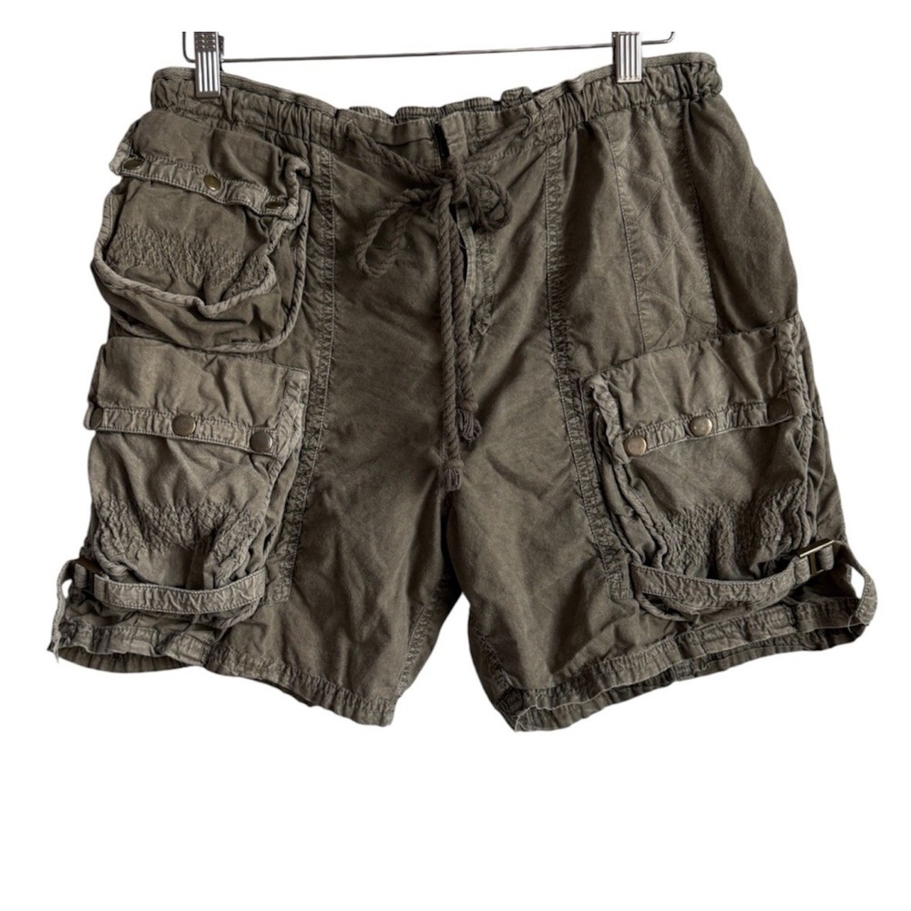 Free People Wild Bay Parachute Cargo Pockets Shorts Army Green Size S Festival